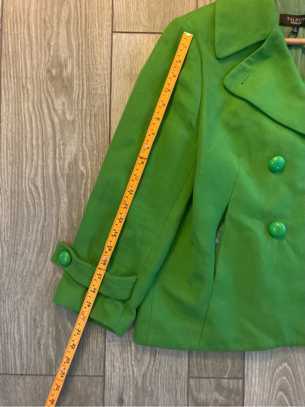 Talbots Bright Green Double-Breasted Pea Coat NW - Picture 8 of 8